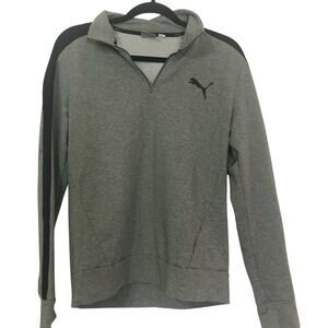 Puma Grey Quarter Zip Pullover Sweatshirt Womens M Casual Gray Gorpcore Athletic